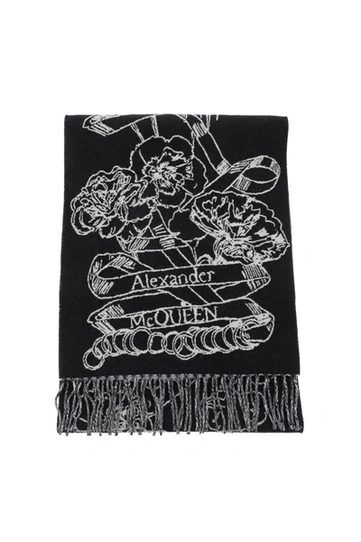 Alexander Mcqueen Wool Reversibile Scarf In Mixed Colours
