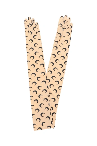 Marine Serre Printed Stretch-jersey Gloves In Beige