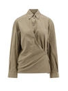 Lemaire Twisted Wrap Cotton Shirt In Green
