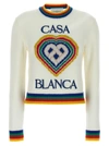 Casablanca Heart Casa Intarsia Wool Blend Crewneck Sweater