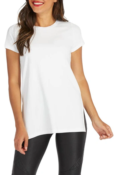 Spanx Crewneck Short Sleeve Split Hem T-shirt In White
