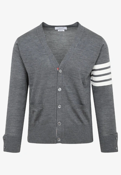 Thom Browne Wool Cardigan Sweater In Med Grey