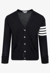 Thom Browne Classic V-neck Cardigan In Fine Merino Wool With 4bar Stripes Clothing In Navy