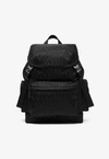 Versace All-over Logo Jacquard Backpack In Black