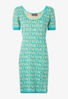 Versace Allover Cotton-blend Minidress In Multicolor
