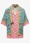 Versace + Dua Lipa Piped Printed Satin-jacquard Shirt In Multicolor