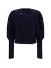 Chloé Structured Coat With Unique Puffed Sleeves In Evening Blue