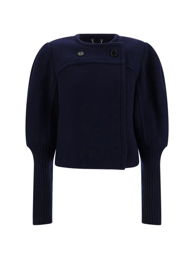 Chloé Wool Casual Coat In Black