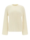 Chloé Long-sleeved Crewneck Knitted Jumper In White Powder