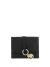 Chloé Chloe Tri-fold Alphabet Compact Leather Wallet In Black