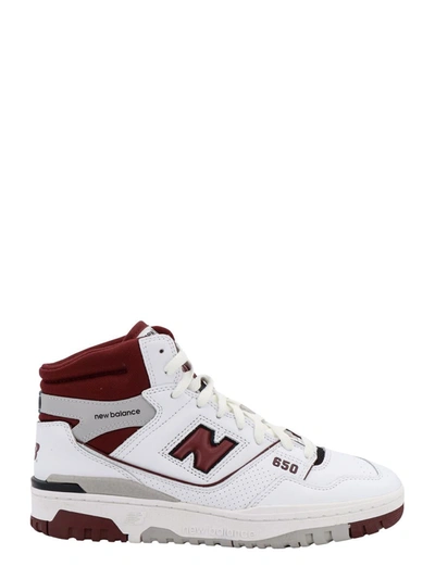 New Balance 650 High-top Sneakers In Burgundy And Raincloud In White