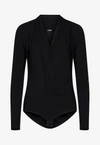 Versace Draped V-neck Stretch Bodysuit In Black