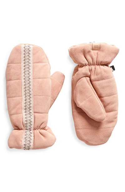 Ugg Tasman Suede Mittens In Apple Blossom