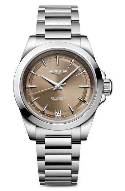 Longines Conquest Automatic Bracelet Watch, 34mm In Silver/ Champagne