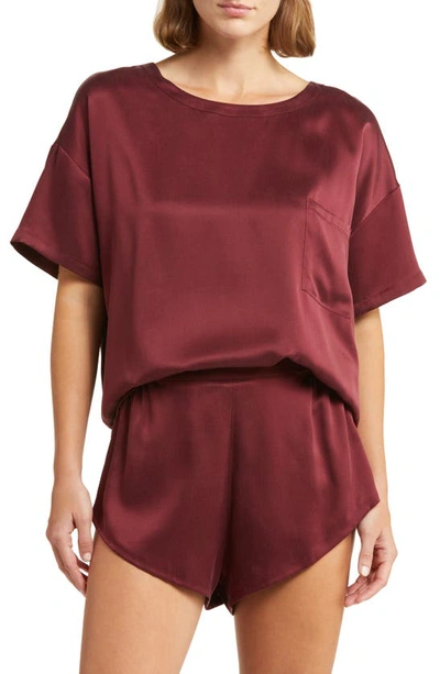 Lunya Washable Silk Tee Set In Calliope Wine