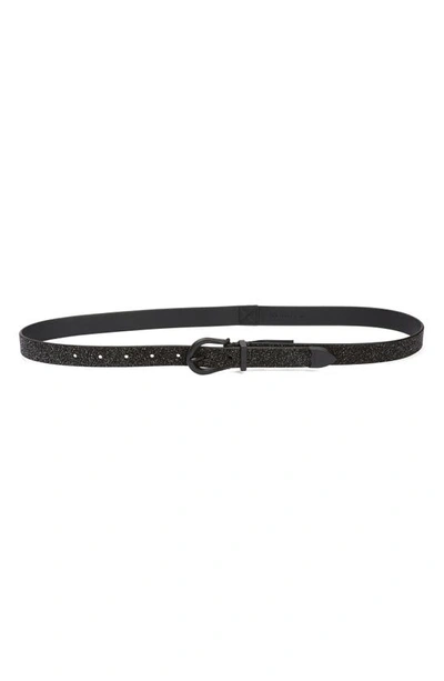 Allsaints Glitter Western Belt In Black / Matte Black