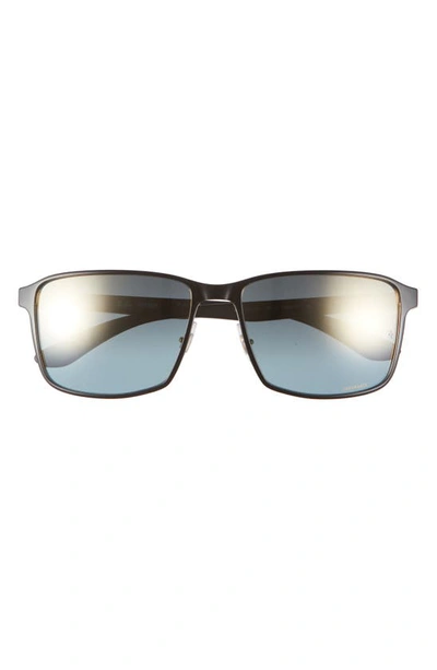 Ray Ban Chromance 55mm Polarized Square Sunglasses In Black