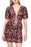 Wayf Pleated Tiered Dress In Red Roses