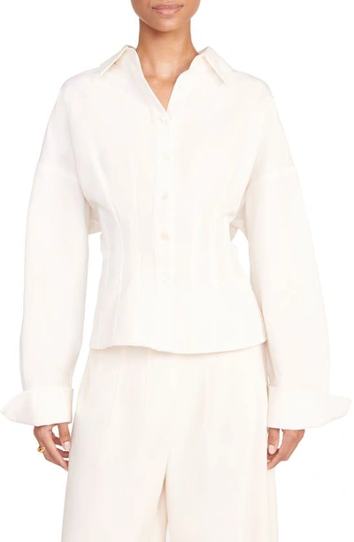 Staud Ophelia Tailored Button-front Shirt In Ivory