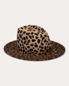 Eugenia Kim Blaine Leopard Wool Fedora In Camel/brown