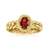 Ross-simons Garnet Curb-link Ring In 14kt Yellow Gold In Red