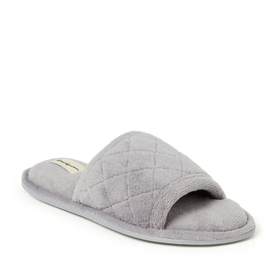 Dearfoams Womens Beatrice Quilted Microfiber Terry Slide Slipper In Grey