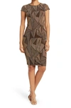 Vince Camuto Women's Metallic Knit Bodycon Dress In Blk Gold