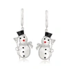 Ross-simons Sterling Silver Snowman Drop Earrings With Diamond Accents And Multicolored Enamel In Silver