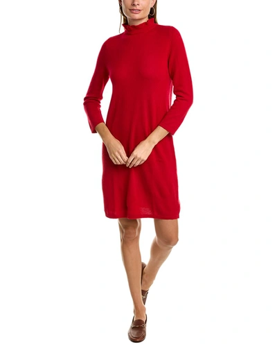 Forte Cashmere Ruffle Neck Cashmere Sweaterdress In Red