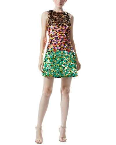 Alice And Olivia Clyde Sequined Crepe Mini Dress In Multi
