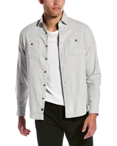 Heritage By Report Collection Herringbone Flannel Shirt In Grey