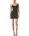 ALICE AND OLIVIA NELLE EMBELLISHED FITTED MINI DRESS