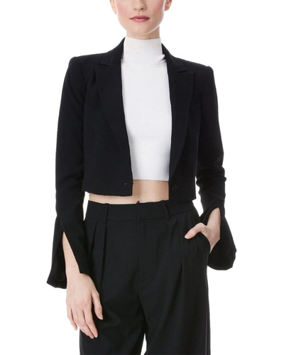 Alice And Olivia Harvey Suede Combo Jacket In Nero