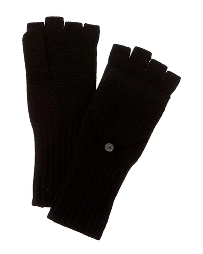 Amicale Cashmere Waffle Knit Cashmere Gloves In Black
