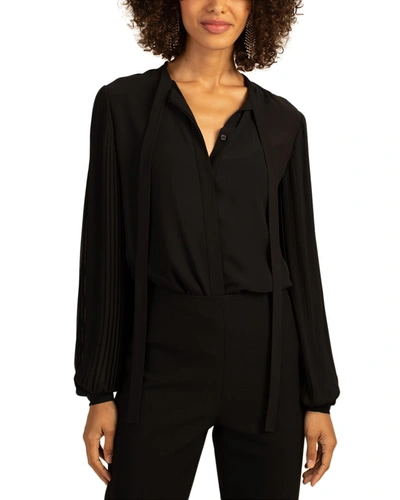 Trina Turk Women's Ethereal Pleated Self-tie Top In Black
