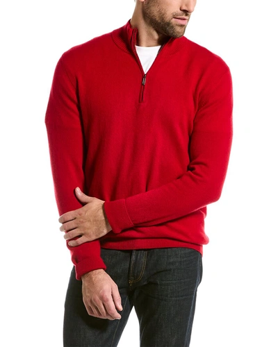 Forte Cashmere 1/4-zip Cashmere Mock Sweater In Red