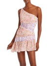 Loveshackfancy Zietta Womens One Shoulder Burnout Mini Dress In Pink