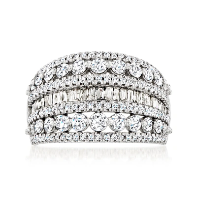 Ross-simons Round And Baguette Diamond Multi-row Ring In 14kt White Gold