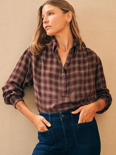 Faherty Olli Top In Mulberry Plaid
