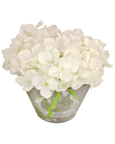 National Tree Company 8in White Hydrangea Bouquet In Glass Vase