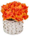 National Tree Company 10in Orange Hydrangea Bouquet In White Basket In Orange