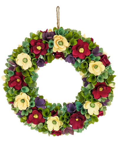 National Tree Company Red & Cream Floral Wreath