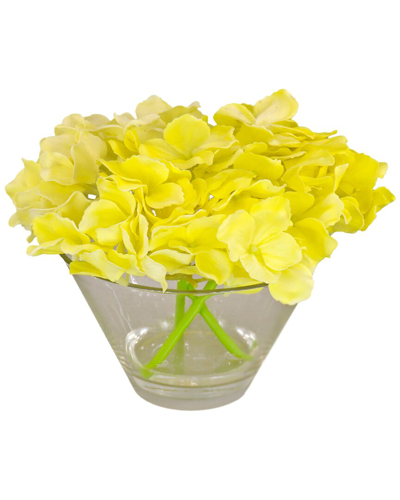 National Tree Company 8in Yellow Hydrangea Bouquet In Glass Vase