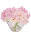 National Tree Company 8in Mixed Mauve Hydrangea Bouquet In Glass Vase In Mauve