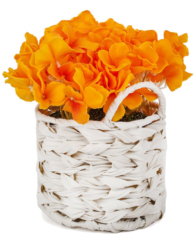 NATIONAL TREE COMPANY NATIONAL TREE COMPANY 10IN YELLOW HYDRANGEA BOUQUET IN WHITE BASKET