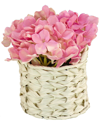 National Tree Company Coral Hydrangea Bouquet In White Basket In Mauve