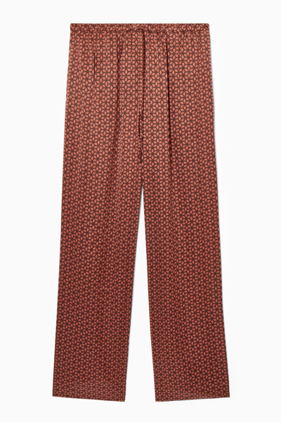 Cos Printed Pure Silk Pyjama Trousers In Orange