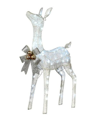 National Tree Company 36" Pre-lit Glittered Fawn In White