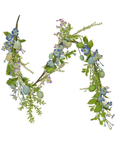 National Tree Company 60in Flowering Blue Eggs Easter Garland