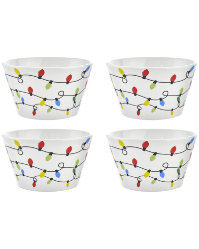 Godinger Set Of 4 Merry Christmas Lights Cereal Bowls In Multicolor